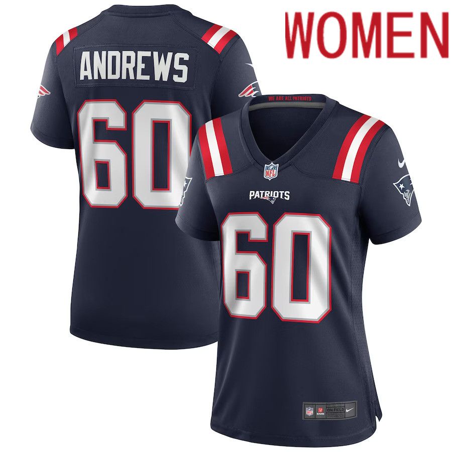 Women New England Patriots #60 David Andrews Nike Navy Game NFL Jersey